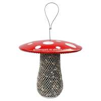 Mushroom Mesh Wild Bird Feeder - All Metal Hanging Small Bird Feeder for the Garden - Holds 0.3 kg of Sunflower Seeds or Peanuts