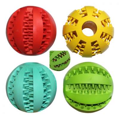 Wholesale Pet Dog Treat Slow Feed Ball Interactive Rubber Toy For Small and Medium Puppies Training